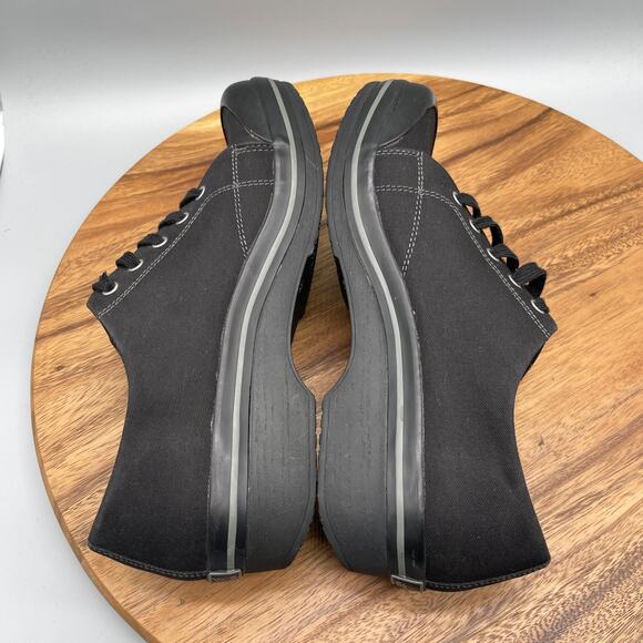 Dansko Veda Vegan Shoes Womens Size 11.5 / 42 Black Canvas Comfort Lace Up Clogs - Picture 6 of 9